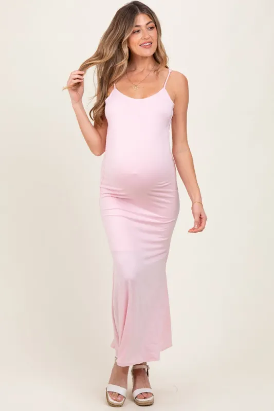 Light Pink Backless Fishtail Sleeveless Maternity Maxi Dress sold by Pinkblush