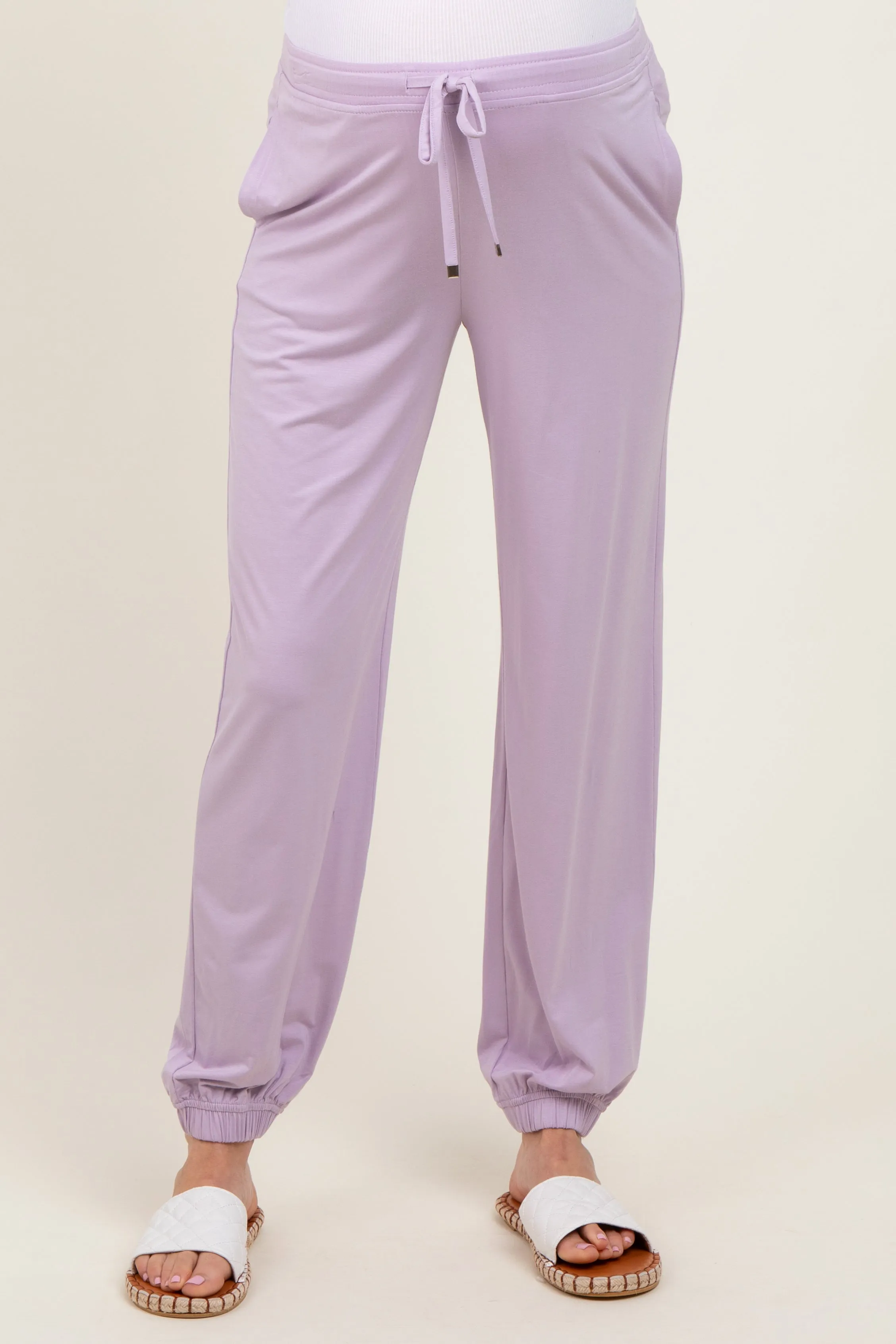 Lavender Drawstring Maternity Jogger Pants sold by Pinkblush product image thumbnail 2