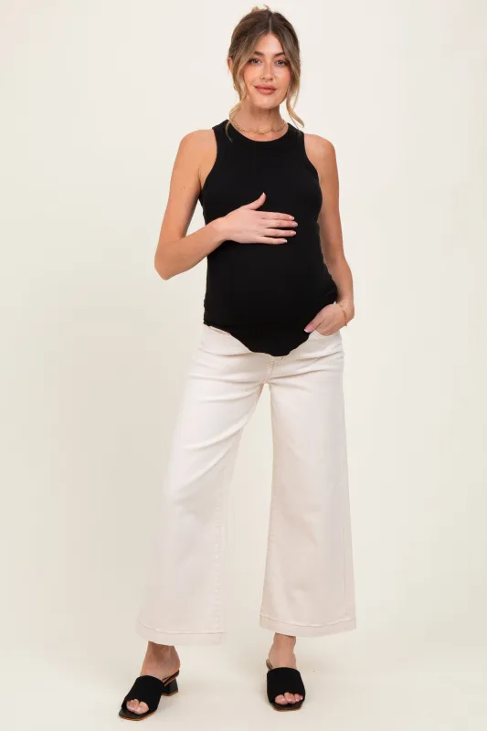 Ivory Ankle Wide Leg Maternity Jeans sold by Pinkblush