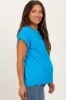 Aqua Rolled Short Sleeve Maternity Tee sold by Pinkblush