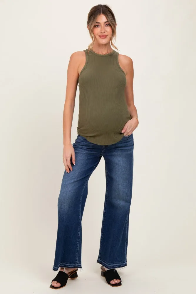 Navy Distressed Raw Hem Wide Leg Maternity Jeans sold by Pinkblush product image thumbnail 5
