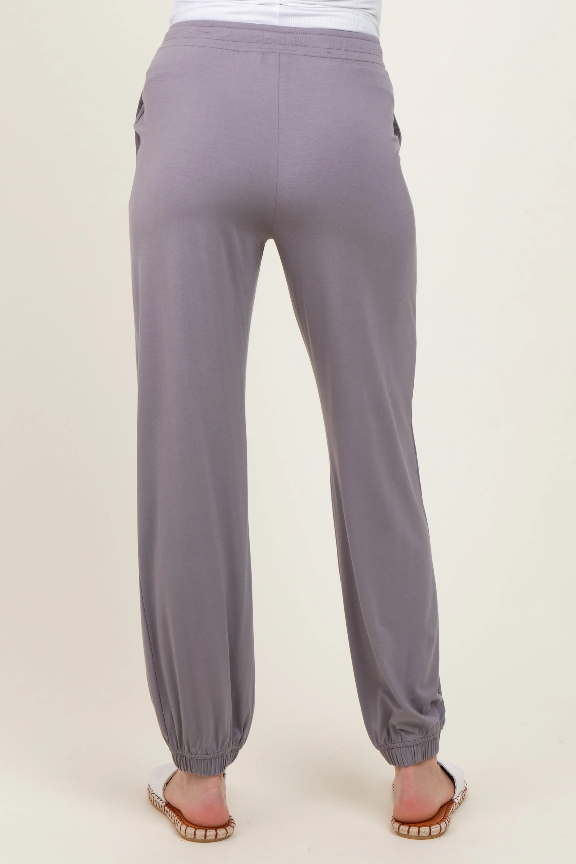 Grey Drawstring Maternity Jogger Pants sold by Pinkblush product image thumbnail 4