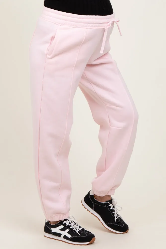 Light Pink Drawstring Relaxed Fit Maternity Sweatpants sold by Pinkblush product image thumbnail 3