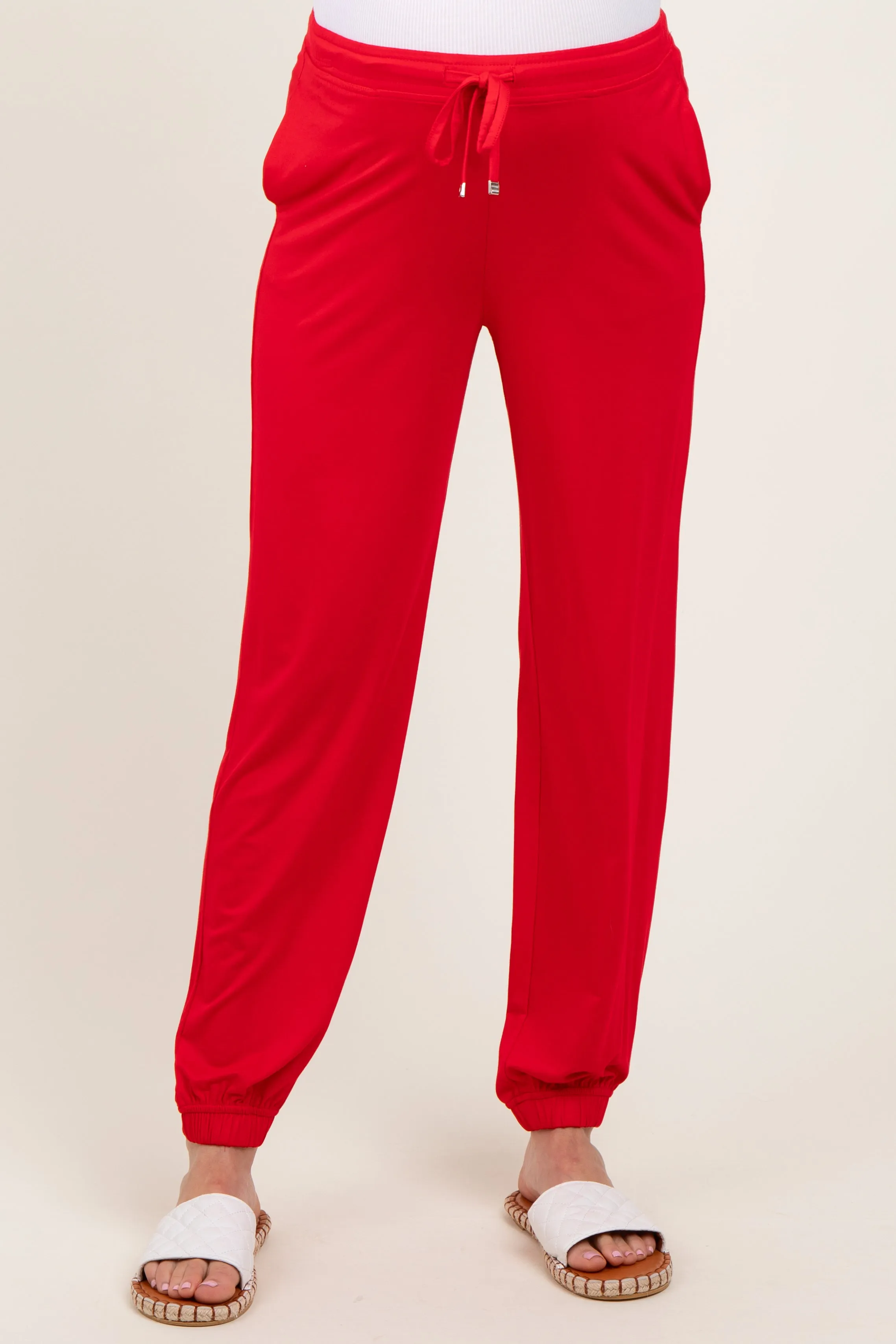 Red Drawstring Maternity Jogger Pants sold by Pinkblush product image thumbnail 3