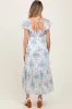 Light Blue Floral Flutter Sleeve Tiered Maternity Maxi Dress sold by Pinkblush