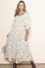 Ivory Floral Smocked Handkerchief Hem Maternity Maxi Dress sold by Pinkblush