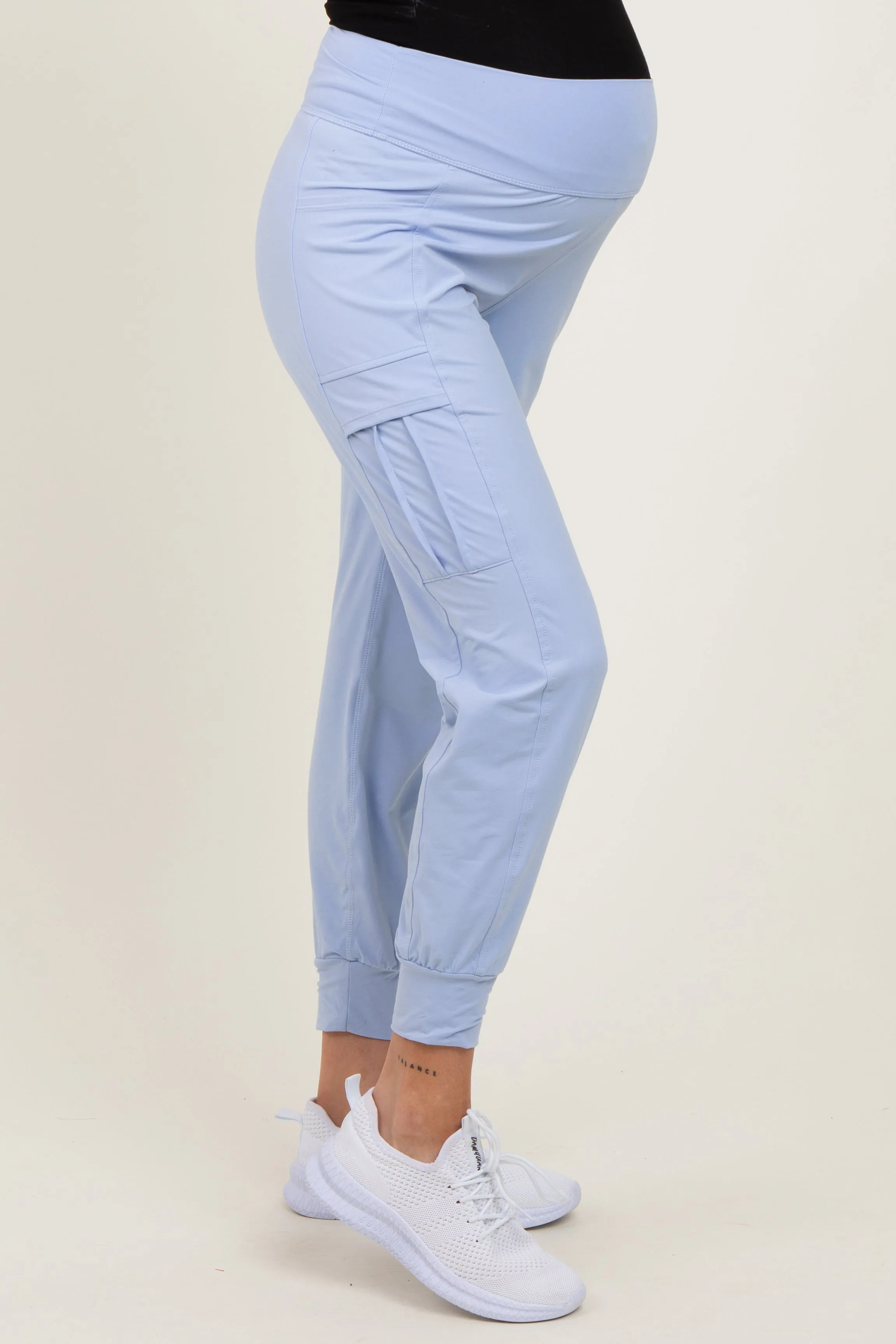 Light Blue Cargo Pocket Maternity Jogger Pants sold by Pinkblush product image thumbnail 3