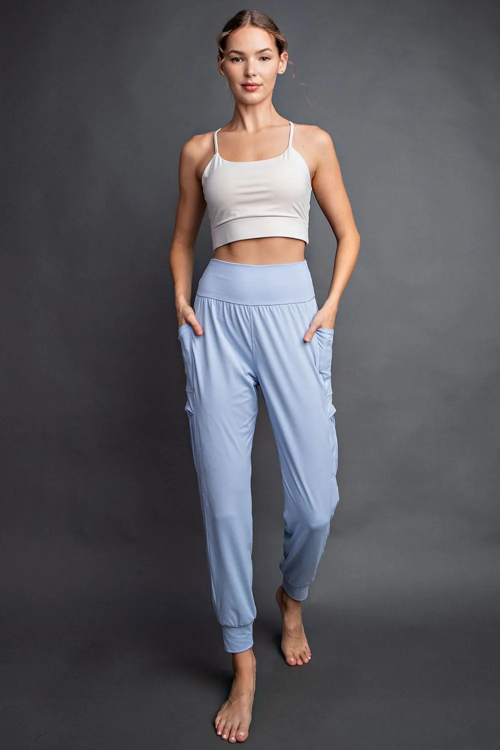 Light Blue Cargo Pocket Maternity Jogger Pants sold by Pinkblush product image thumbnail 5