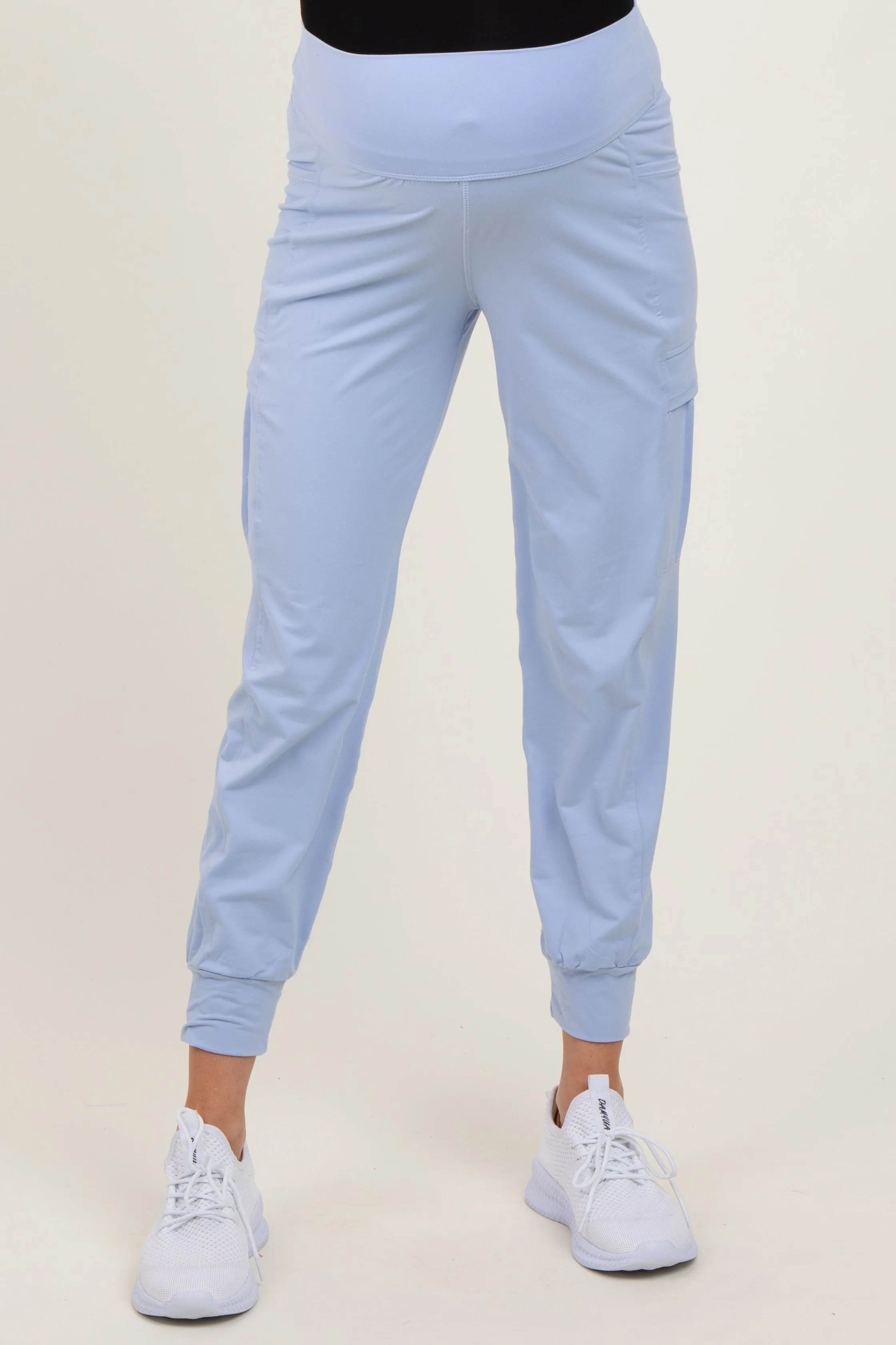 Light Blue Cargo Pocket Maternity Jogger Pants sold by Pinkblush product image thumbnail 2