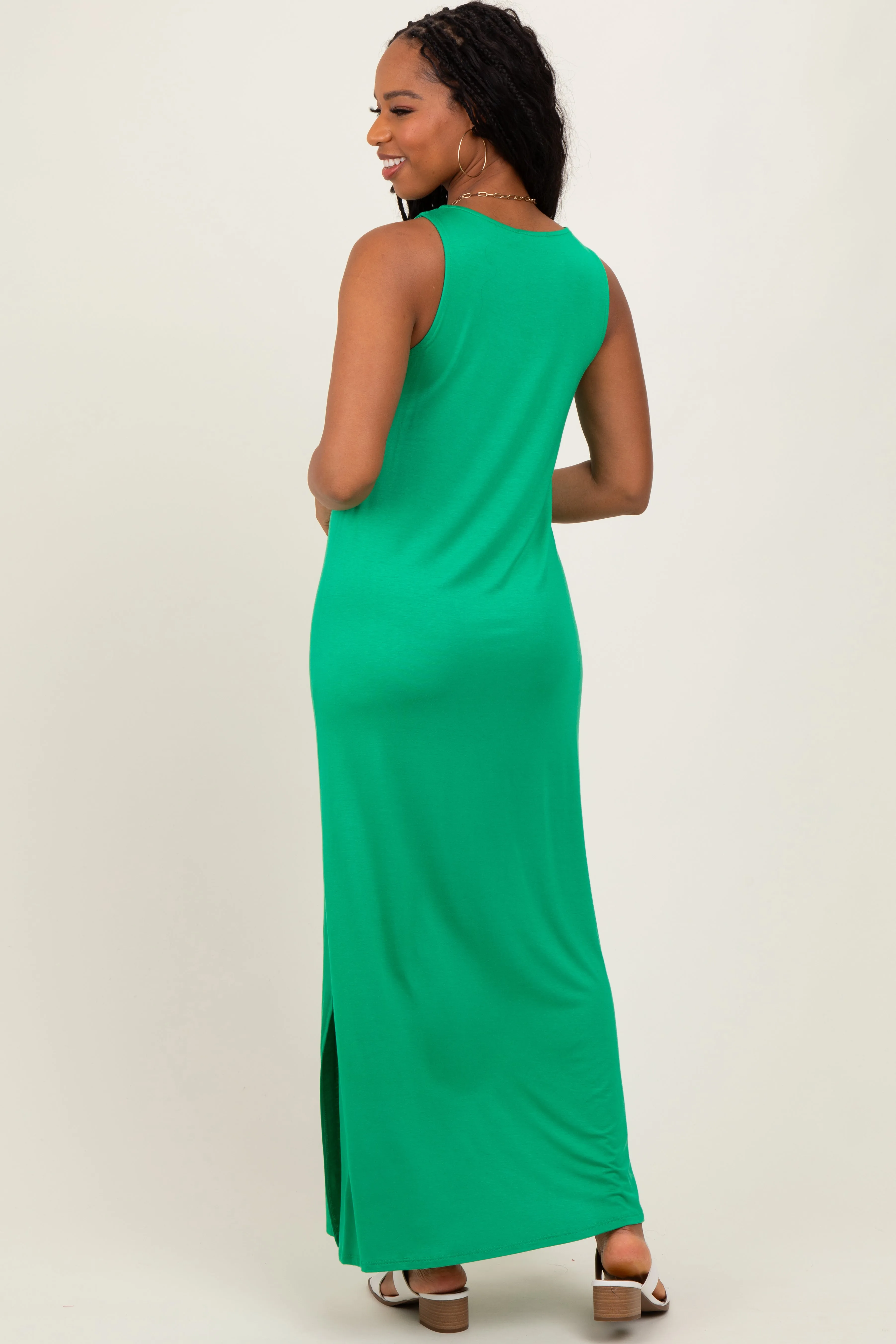 Green Basic Pocket Sleeveless Maxi Dress sold by Pinkblush product image thumbnail 2