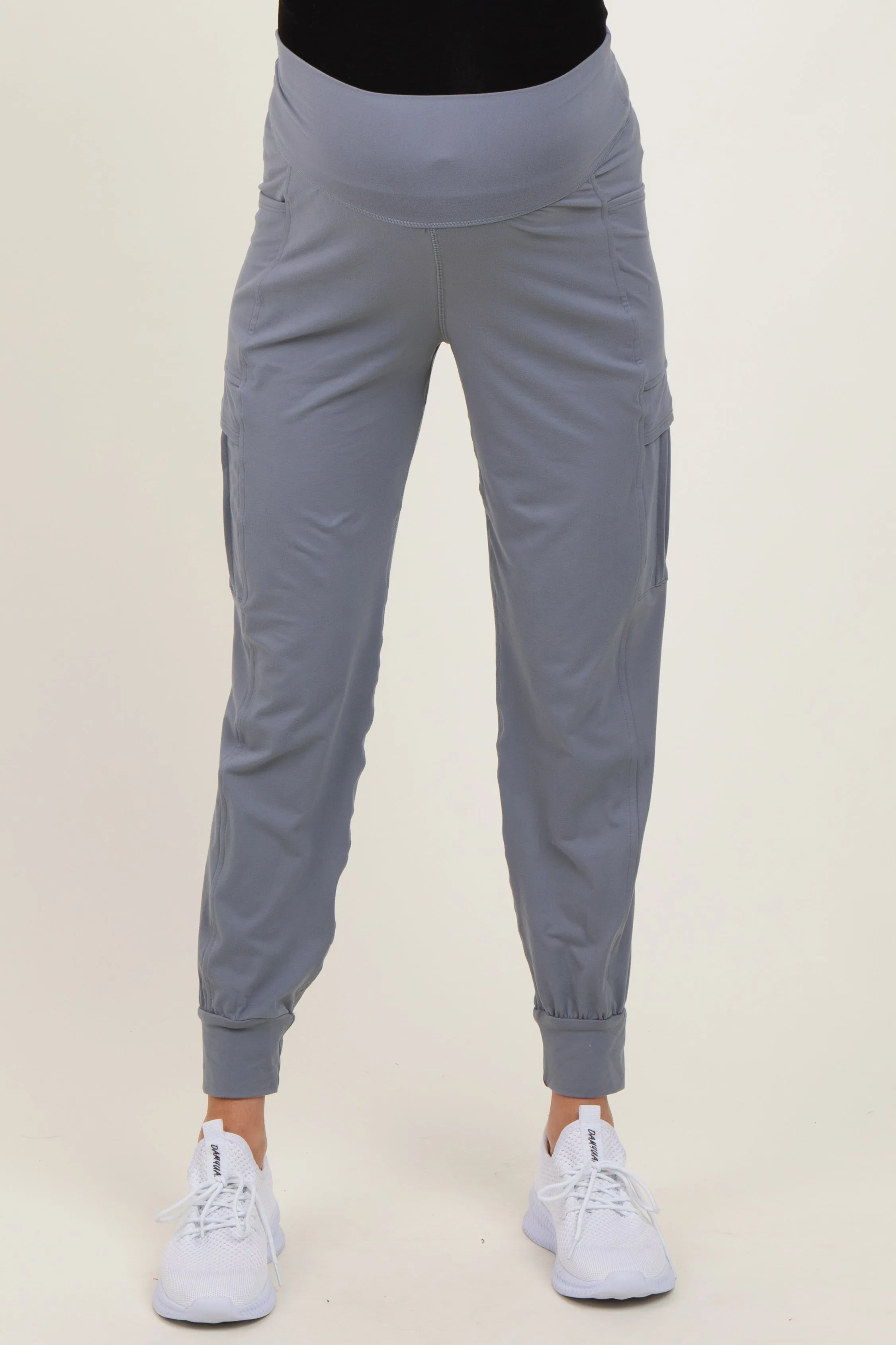 Grey Cargo Pocket Maternity Jogger Pants sold by Pinkblush product image thumbnail 2
