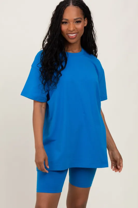 Aqua Biker Shorts Set sold by Pinkblush