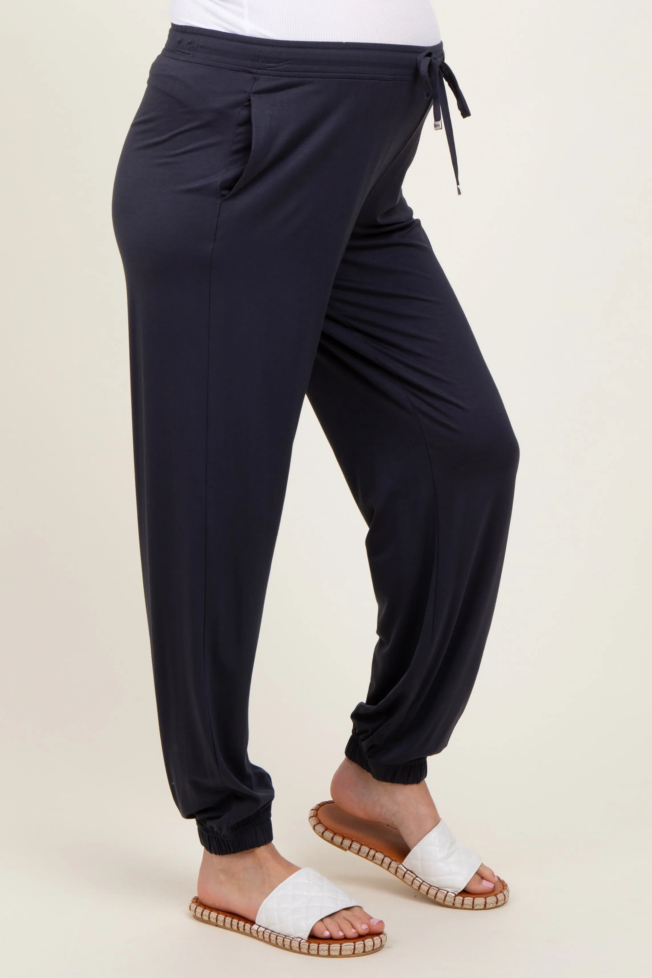 Charcoal Drawstring Maternity Jogger Pants sold by Pinkblush product image thumbnail 4