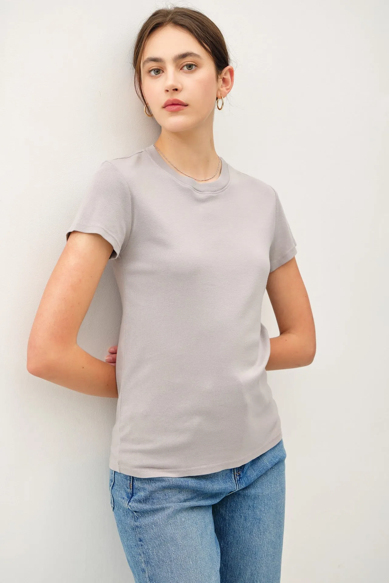 Grey Classic Crewneck Maternity T-Shirt sold by Pinkblush product image thumbnail 4