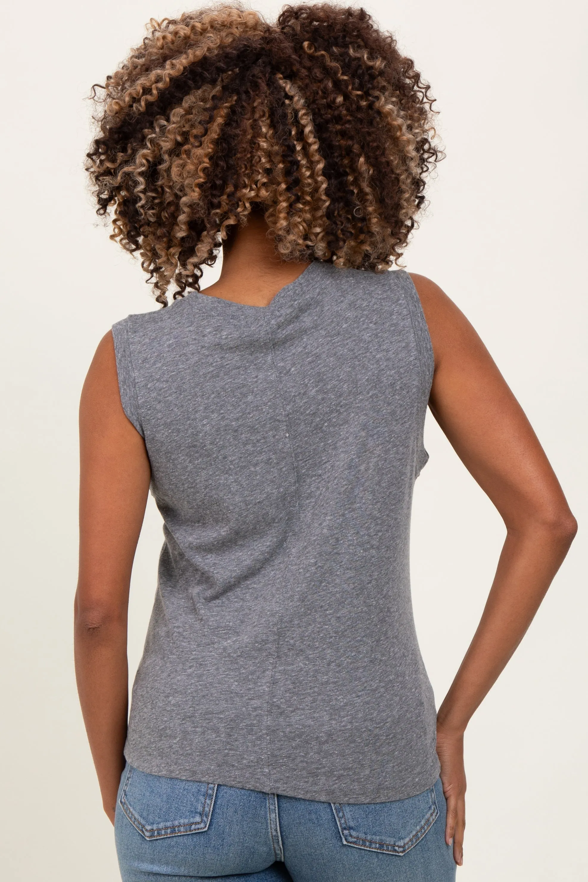 Heather Grey Basic Crew Neck Maternity Tank sold by Pinkblush product image thumbnail 2