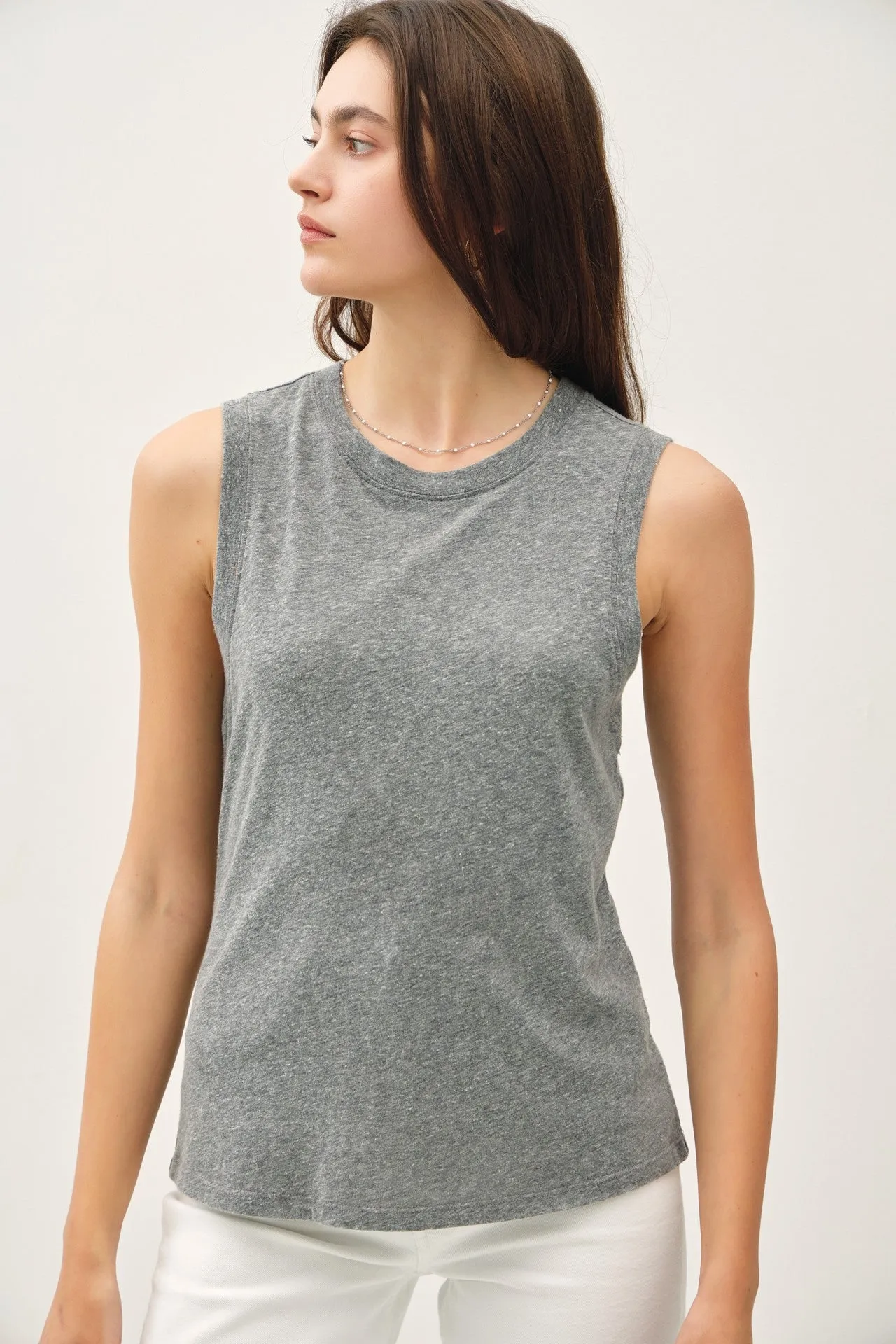 Heather Grey Basic Crew Neck Maternity Tank sold by Pinkblush product image thumbnail 3