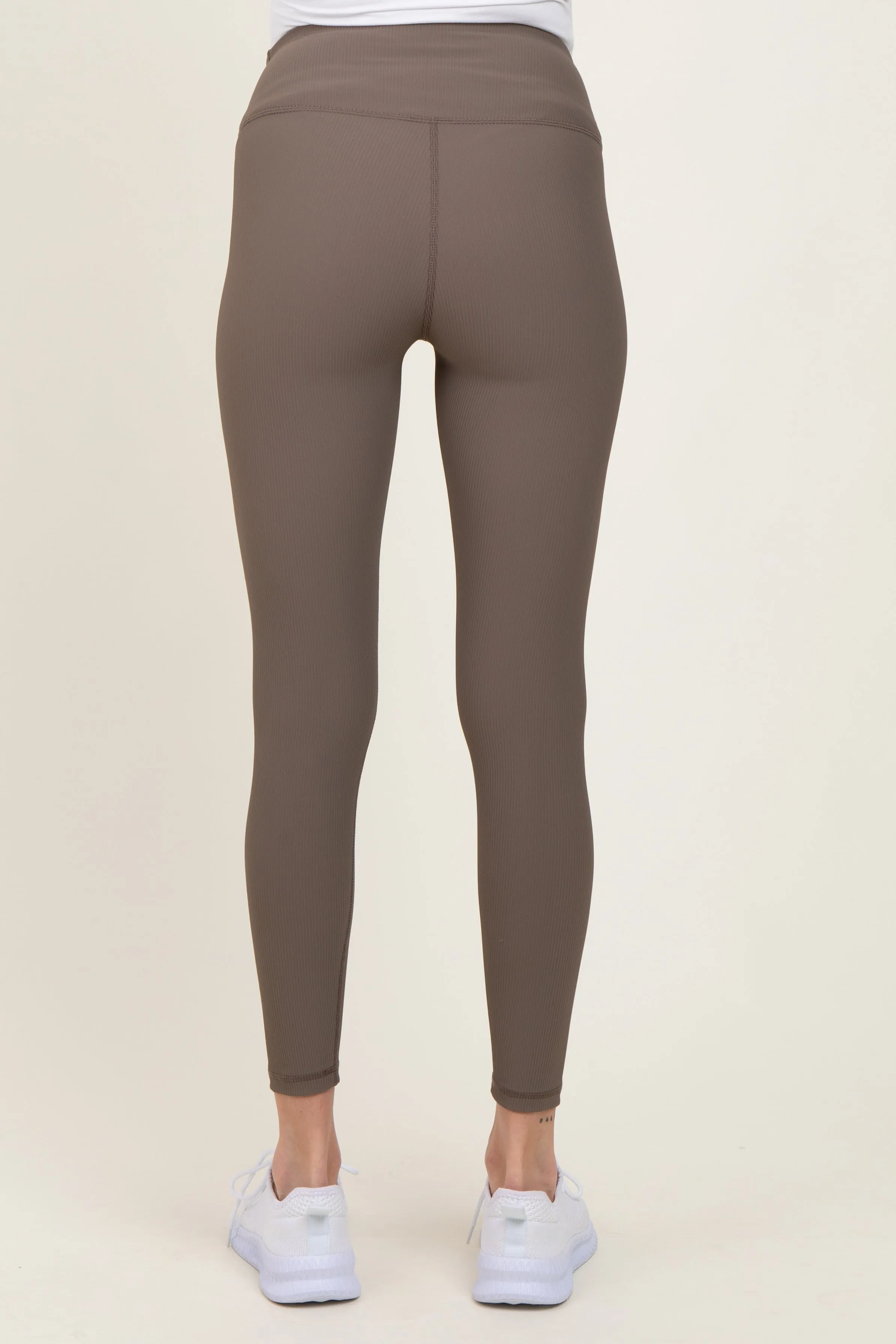 Mocha Ribbed Maternity Leggings sold by Pinkblush product image thumbnail 4