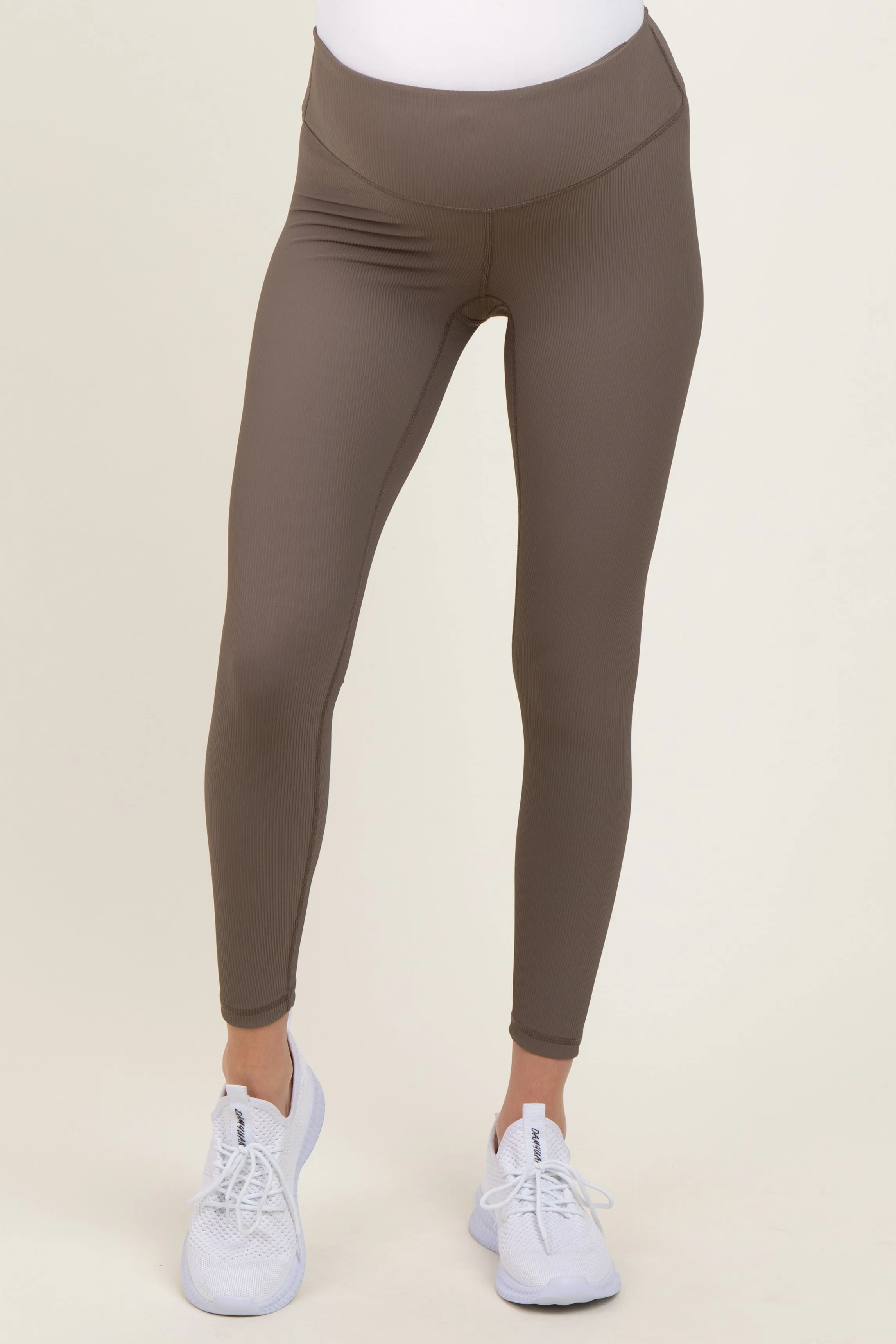 Mocha Ribbed Maternity Leggings sold by Pinkblush product image thumbnail 2