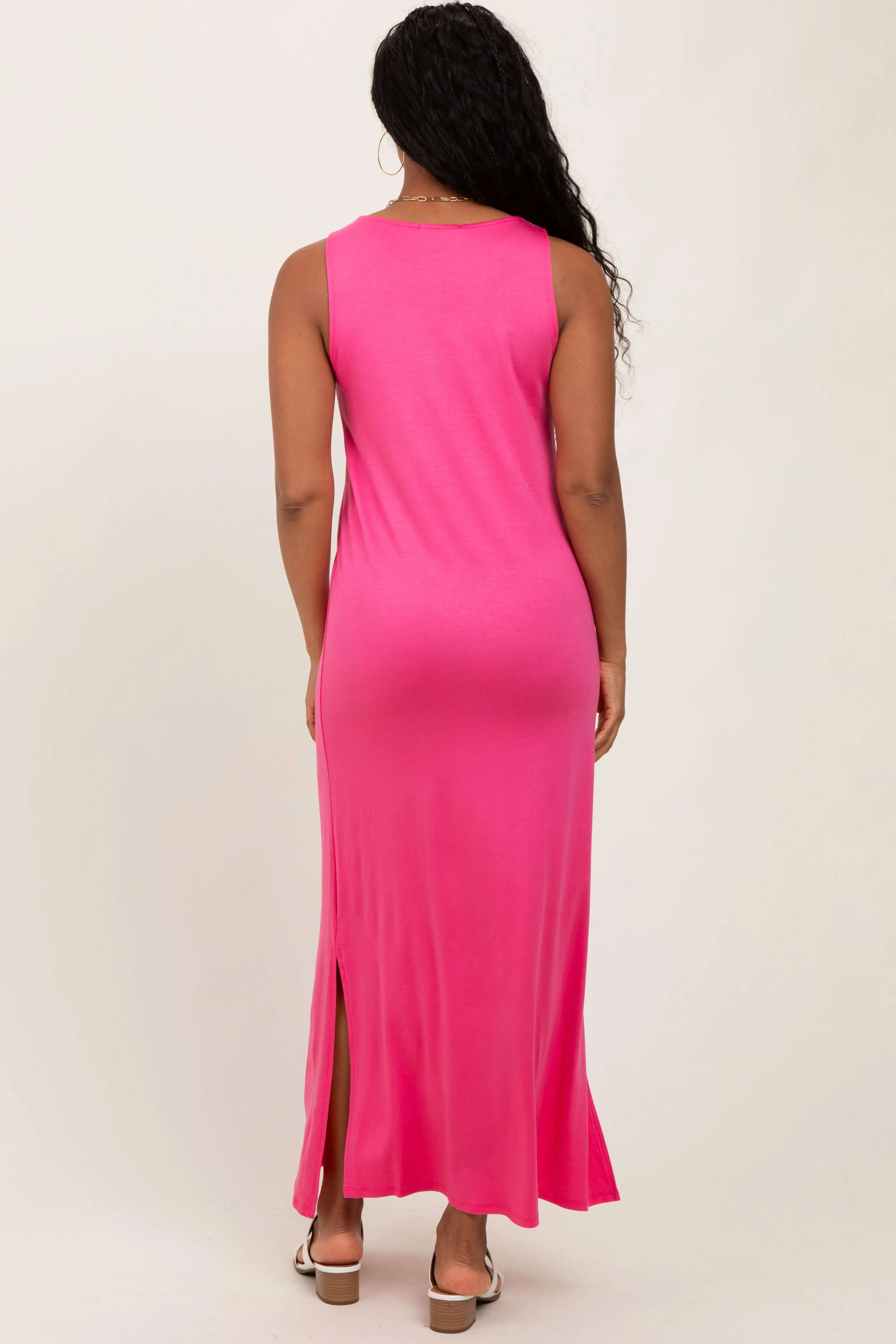 Fuchsia Basic Pocket Sleeveless Maxi Dress sold by Pinkblush product image thumbnail 4
