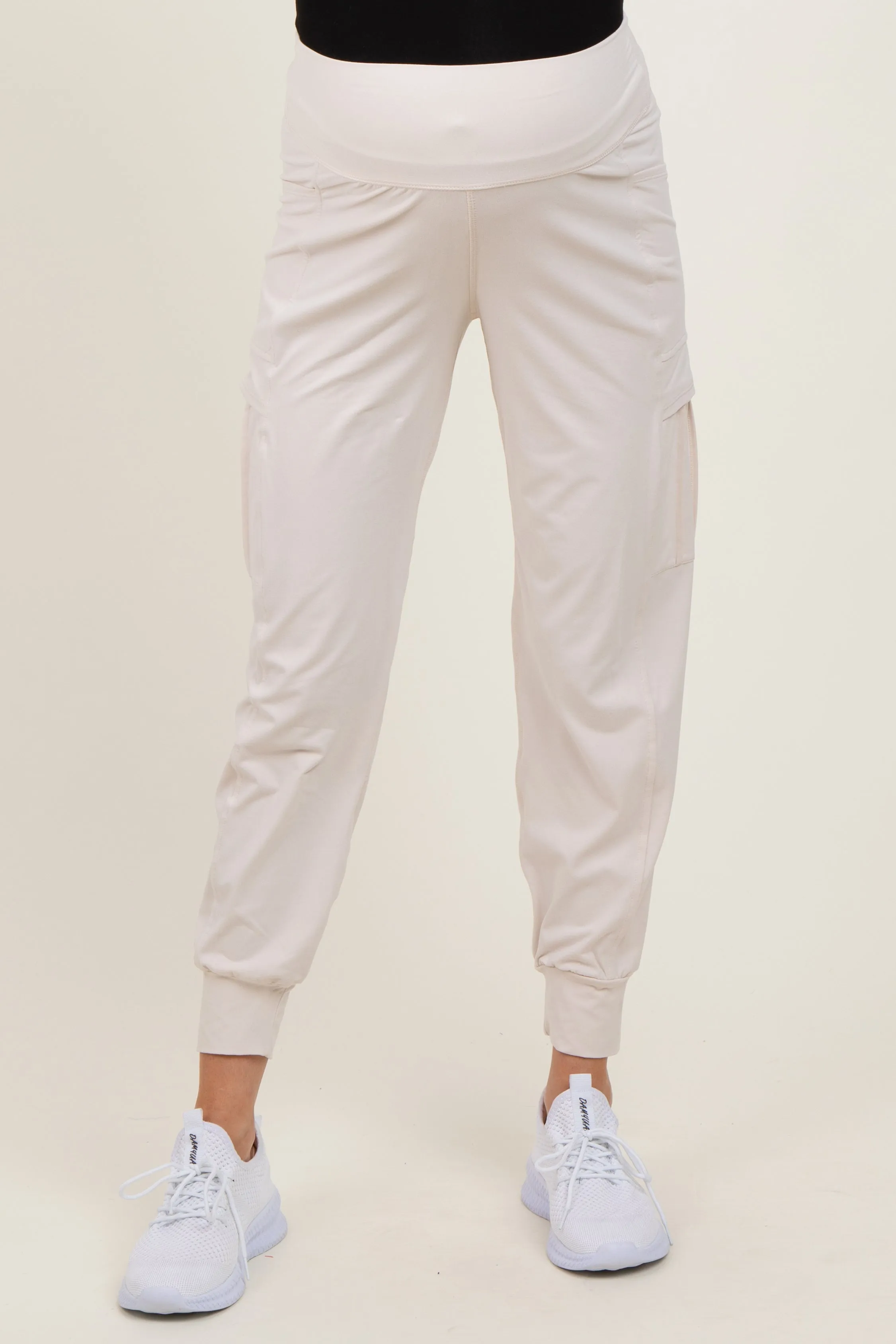Cream Cargo Pocket Maternity Jogger Pants sold by Pinkblush product image thumbnail 3