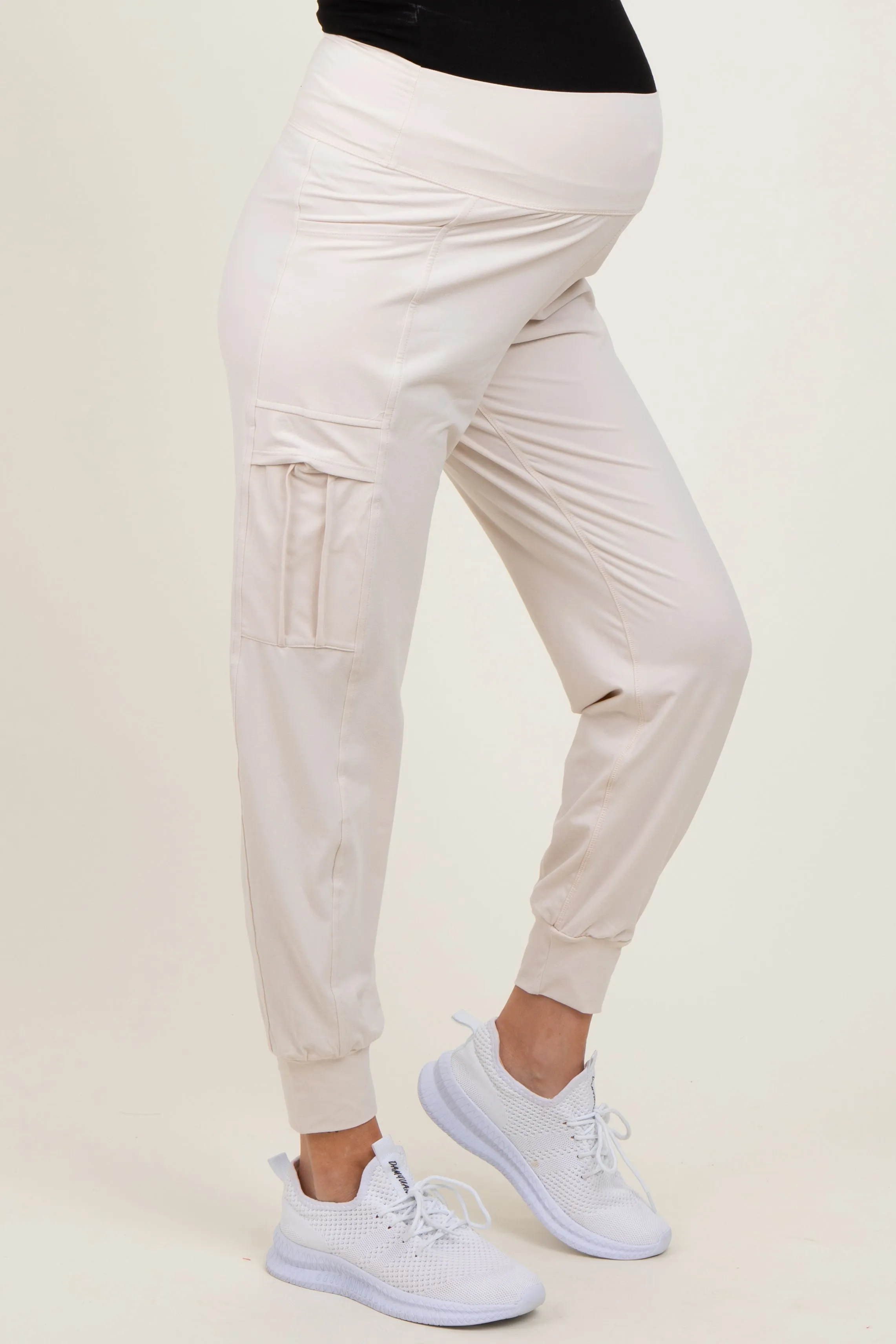 Cream Cargo Pocket Maternity Jogger Pants sold by Pinkblush product image thumbnail 4