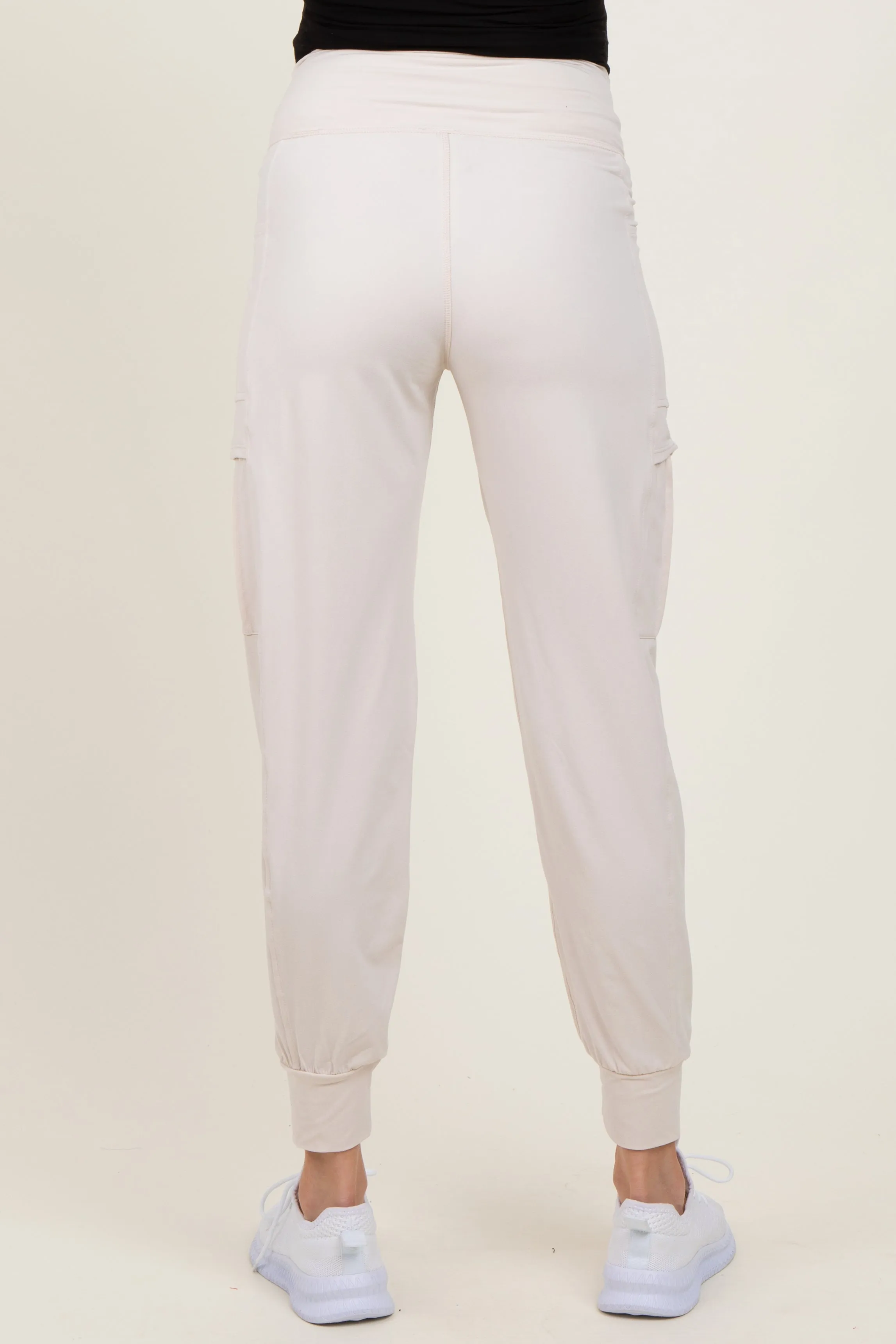 Cream Cargo Pocket Maternity Jogger Pants sold by Pinkblush product image thumbnail 5