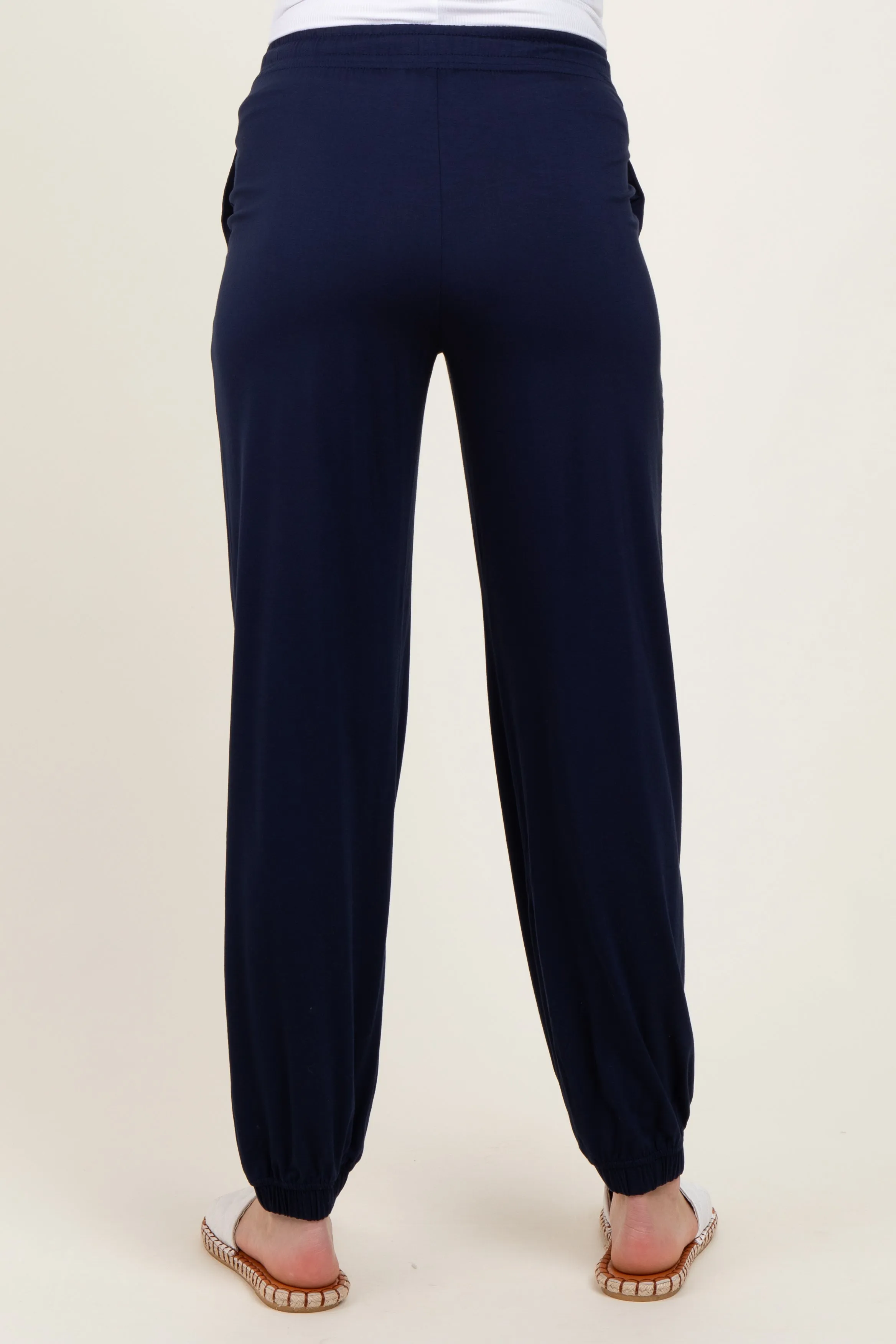 Navy Drawstring Maternity Jogger Pants sold by Pinkblush product image thumbnail 4