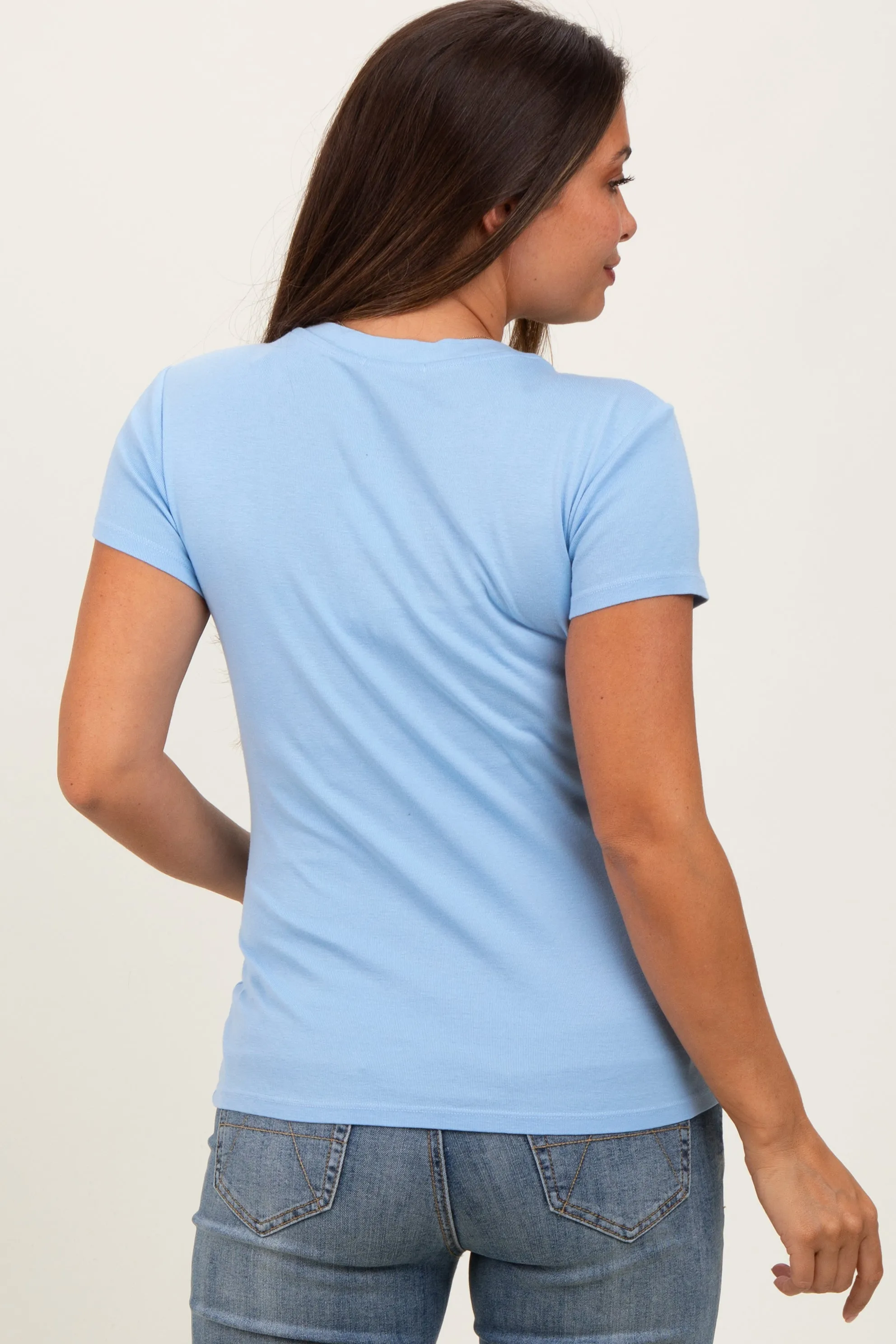 Light Blue Classic Crewneck Maternity T-Shirt sold by Pinkblush product image thumbnail 3