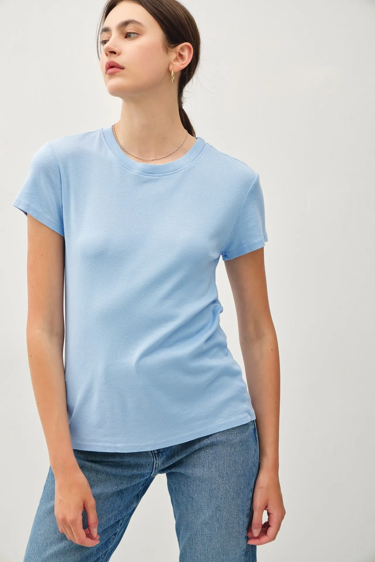 Light Blue Classic Crewneck Maternity T-Shirt sold by Pinkblush product image thumbnail 4