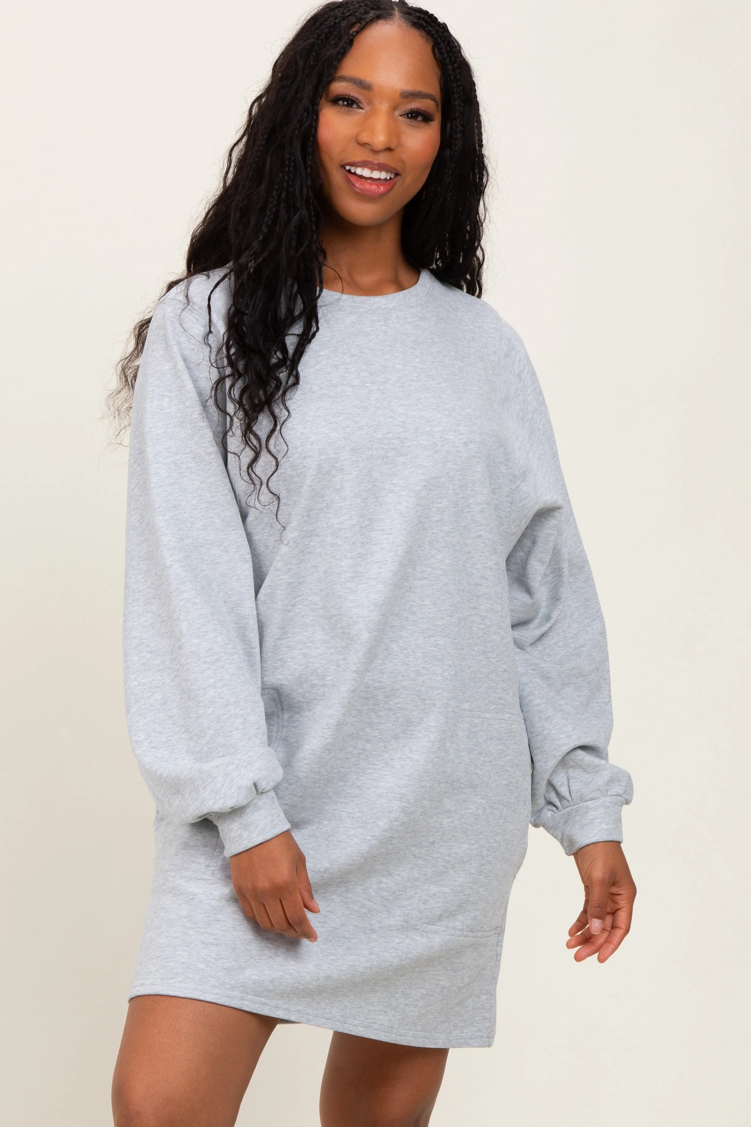 Heather Grey Ultra Soft Sweatshirt Dress sold by Pinkblush product image thumbnail 2
