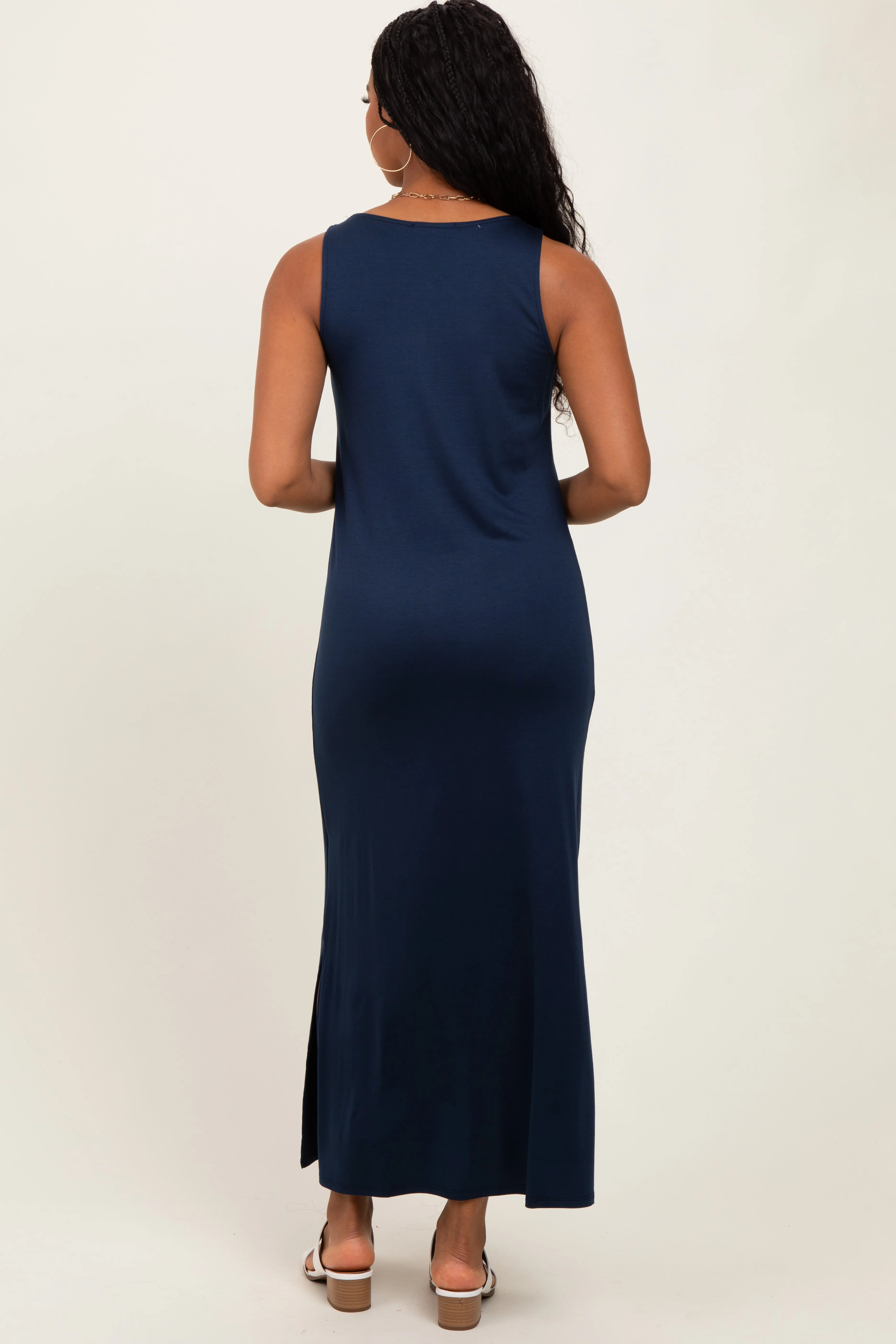 Navy Basic Pocket Sleeveless Maxi Dress sold by Pinkblush product image thumbnail 4