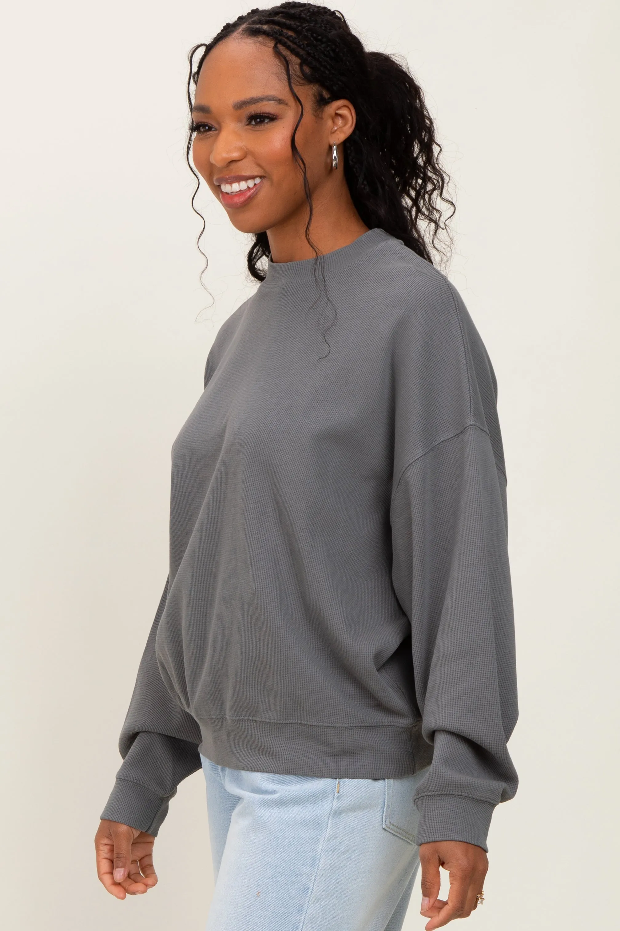 Charcoal Waffle Knit Pullover sold by Pinkblush product image thumbnail 3
