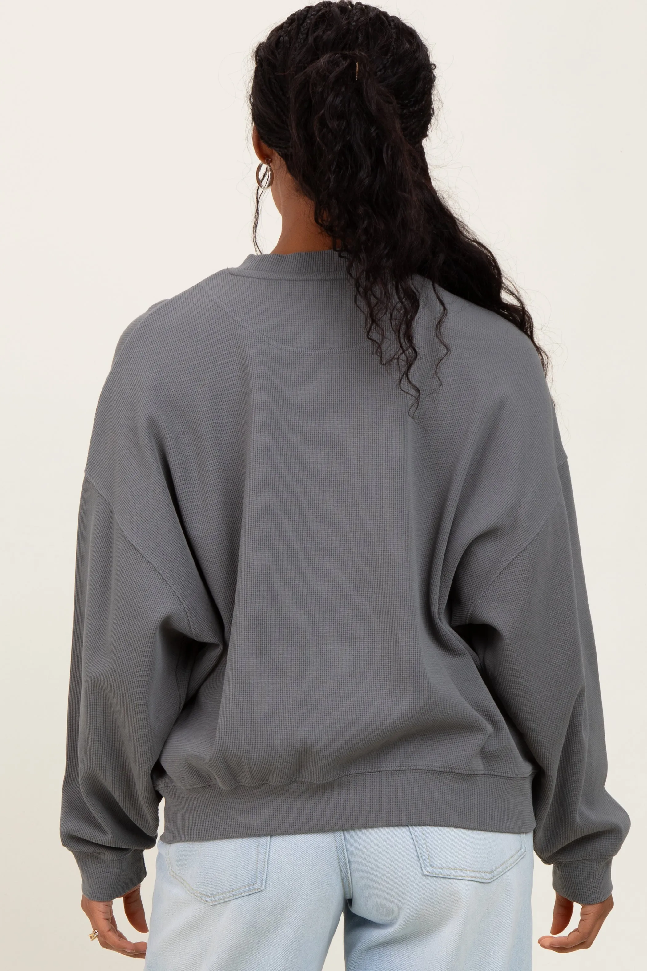 Charcoal Waffle Knit Pullover sold by Pinkblush product image thumbnail 4