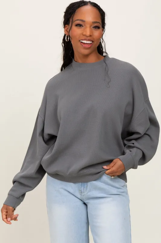 Charcoal Waffle Knit Pullover sold by Pinkblush