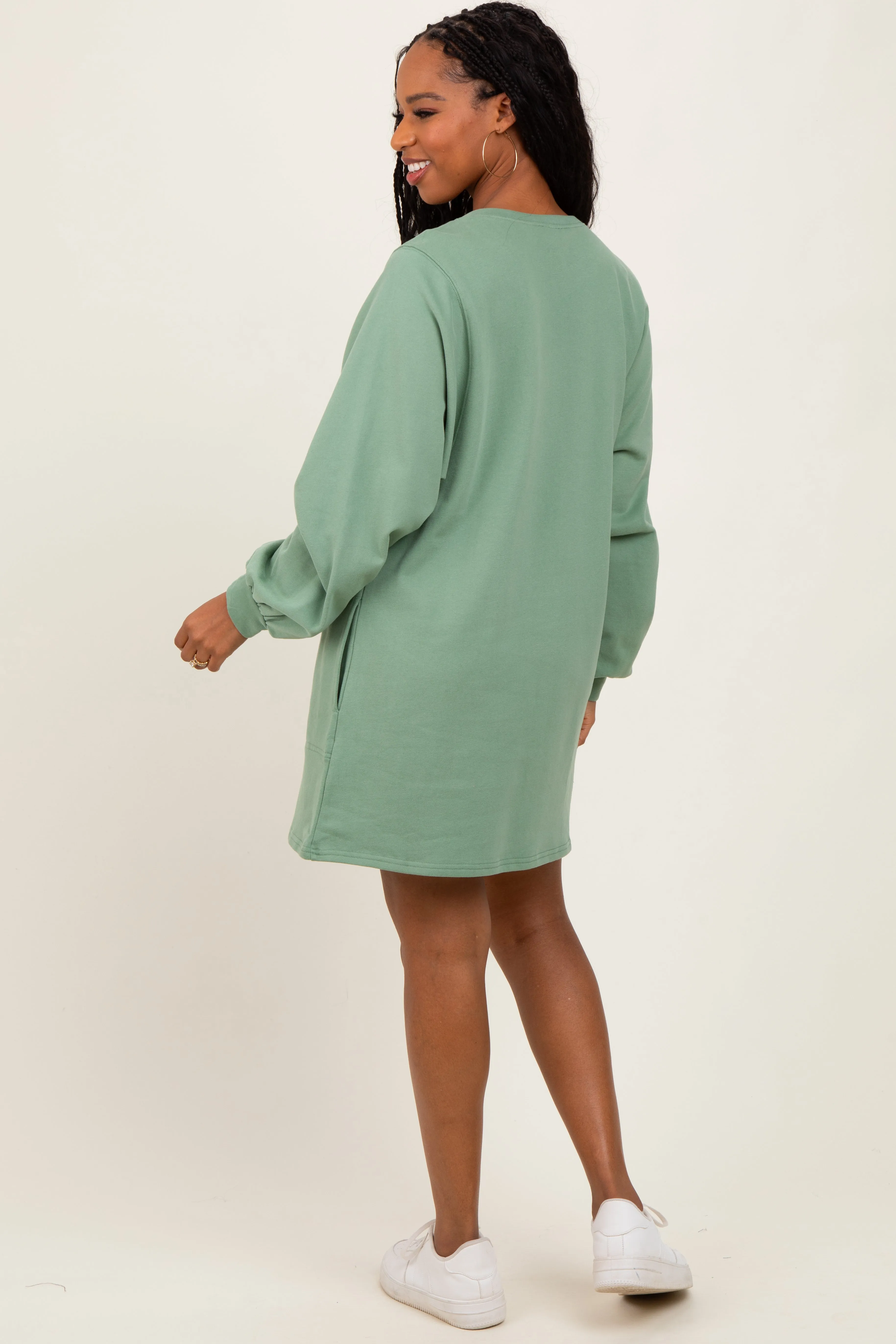 Light Olive Ultra Soft Sweatshirt Dress sold by Pinkblush product image thumbnail 4