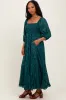 Forest Green Textured Overlay Smocked Ruffled Hem Maxi Dress sold by Pinkblush