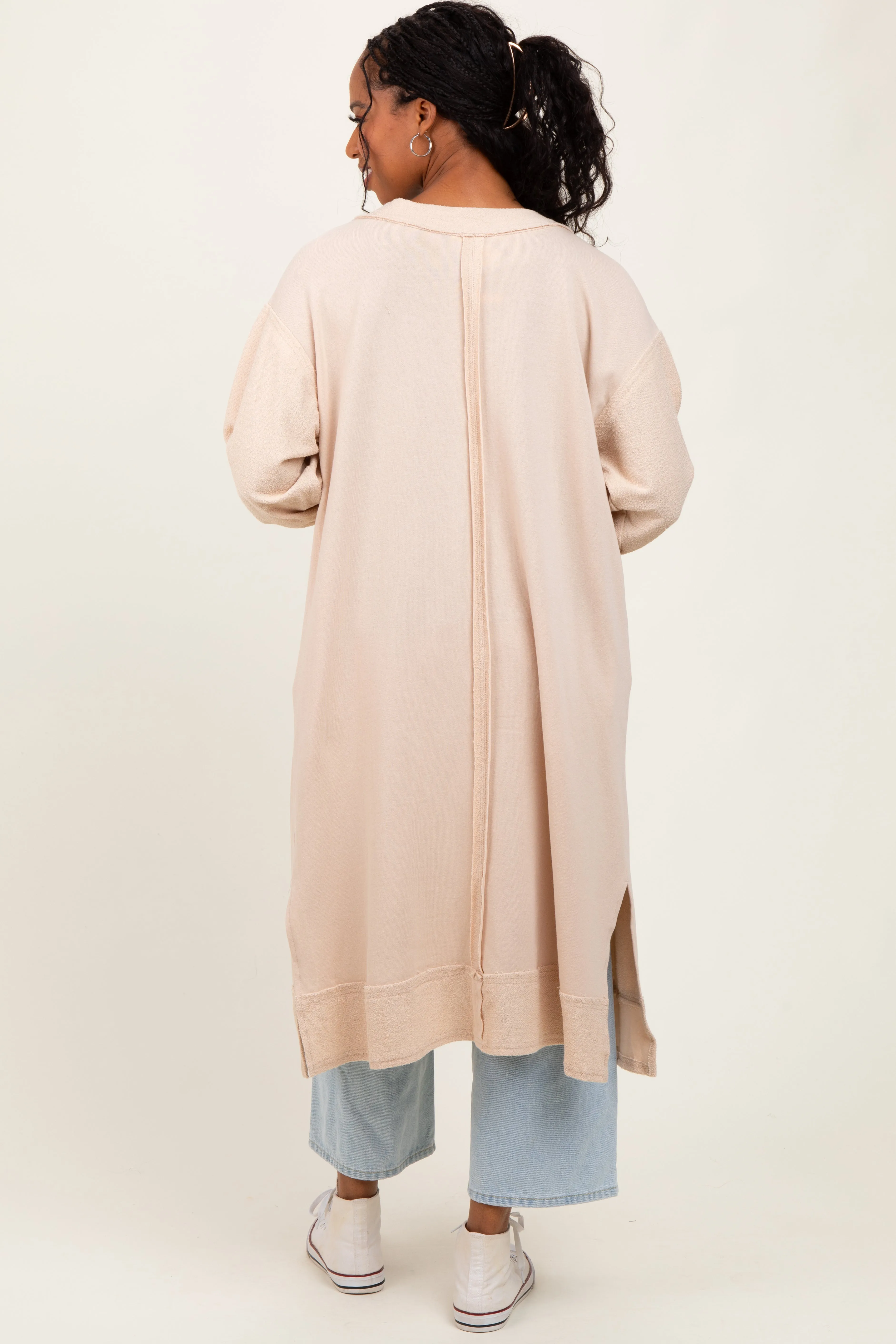 Cream Button Down Long Cardigan sold by Pinkblush product image thumbnail 3