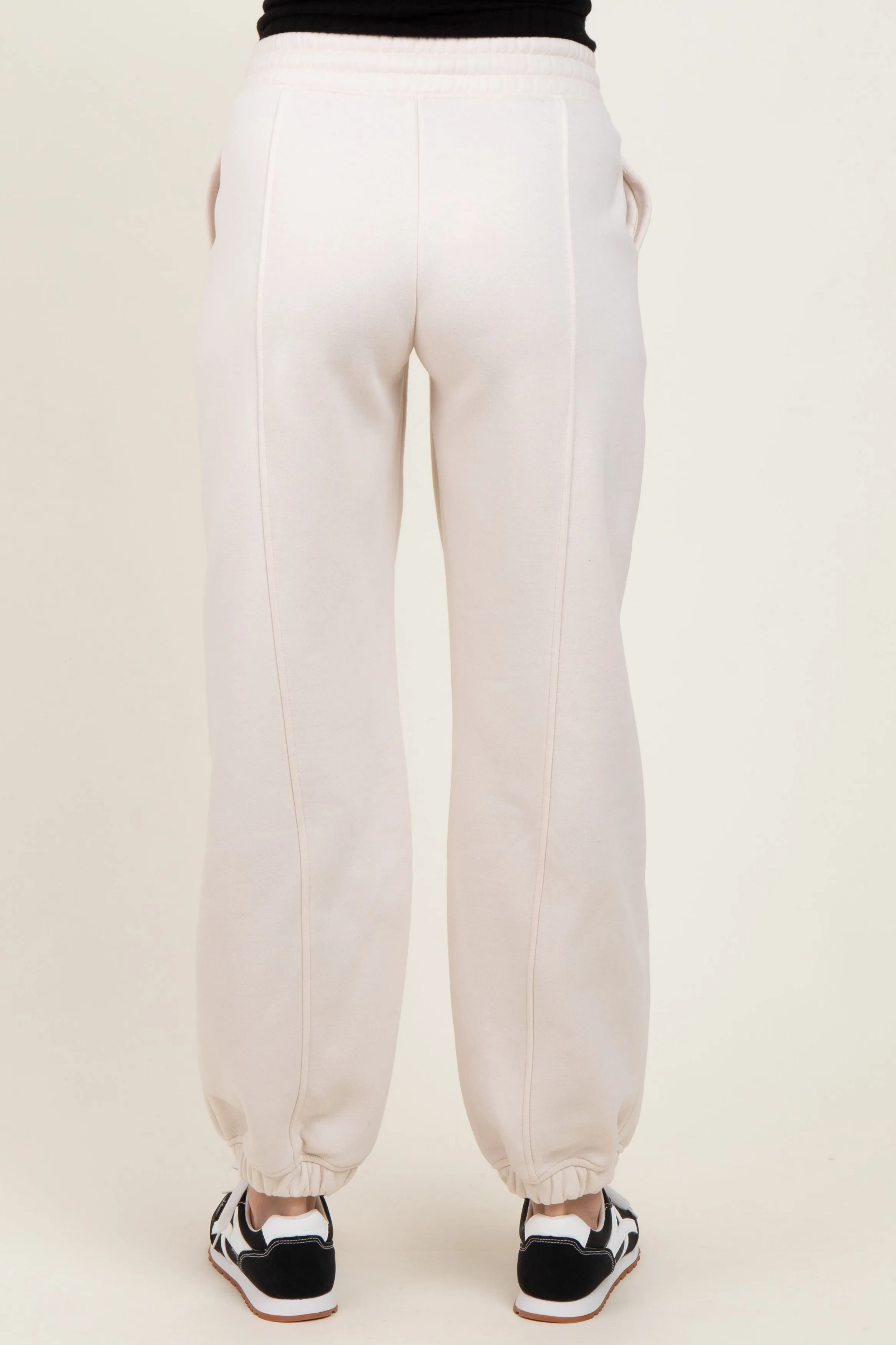 Cream Drawstring Relaxed Fit Maternity Sweatpants sold by Pinkblush product image thumbnail 5