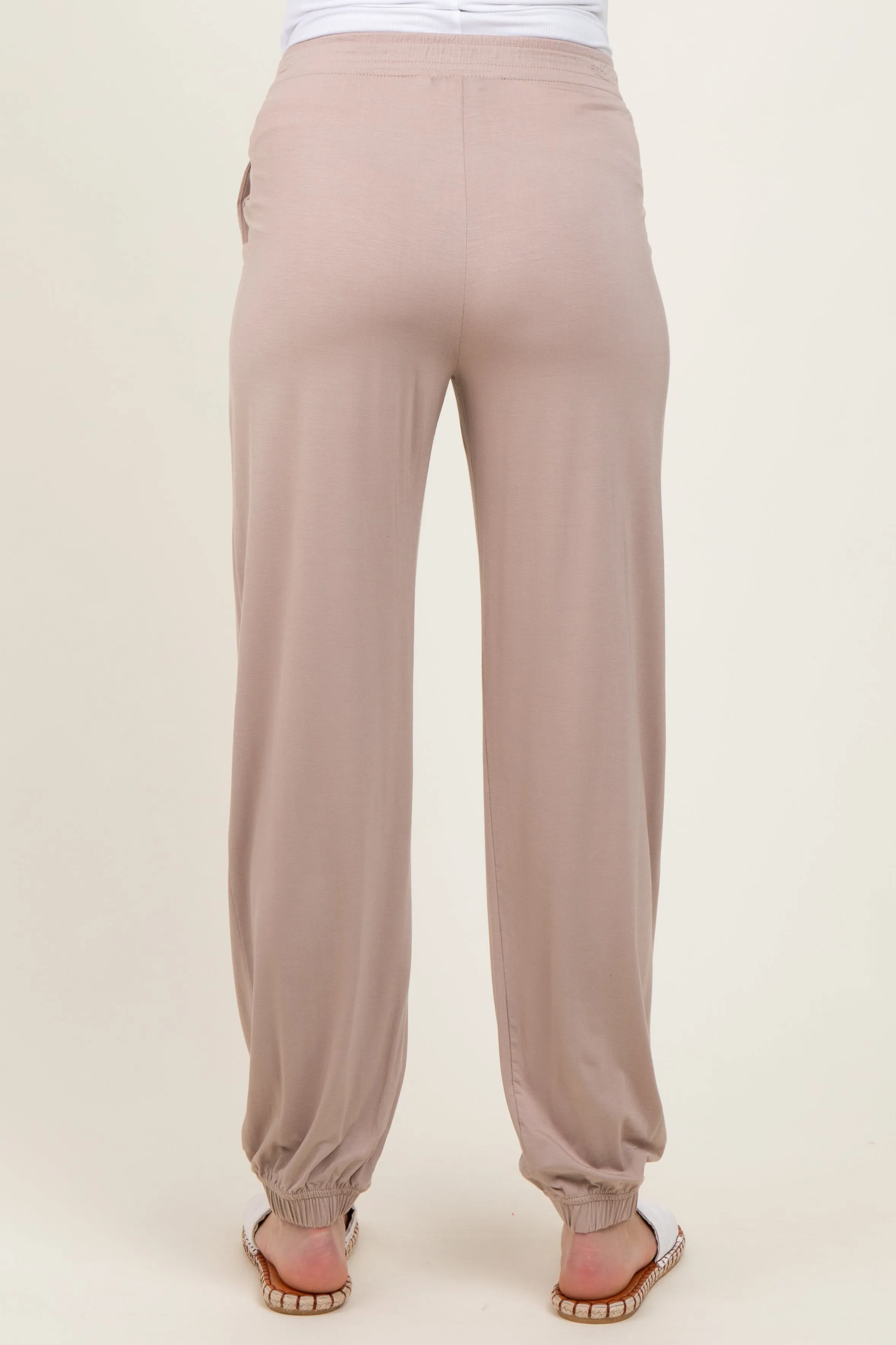 Beige Drawstring Maternity Jogger Pants sold by Pinkblush product image thumbnail 5