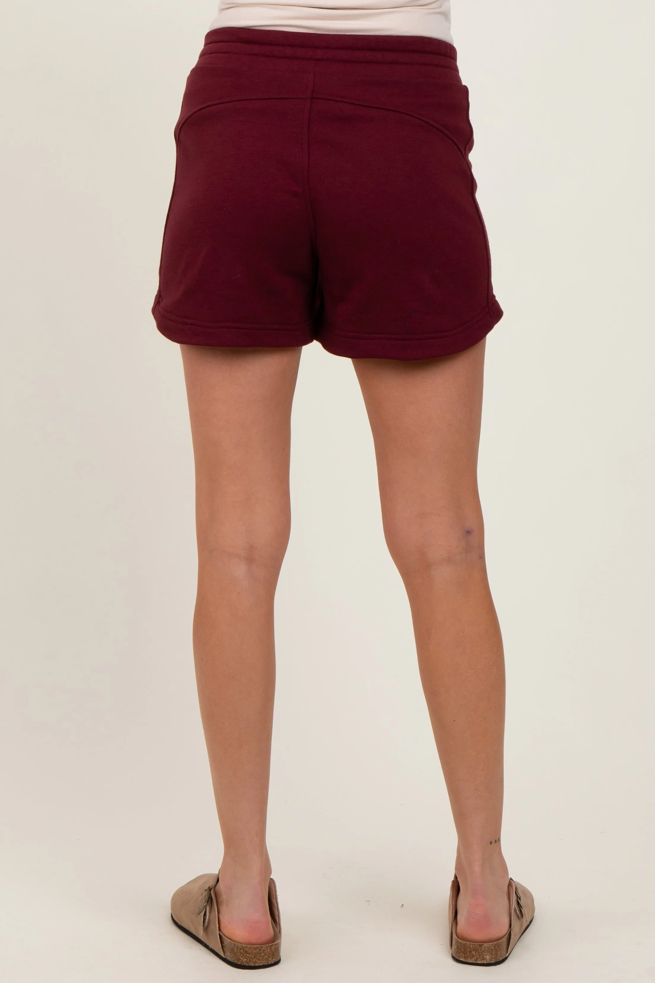 Burgundy Terry Maternity Shorts sold by Pinkblush product image thumbnail 4