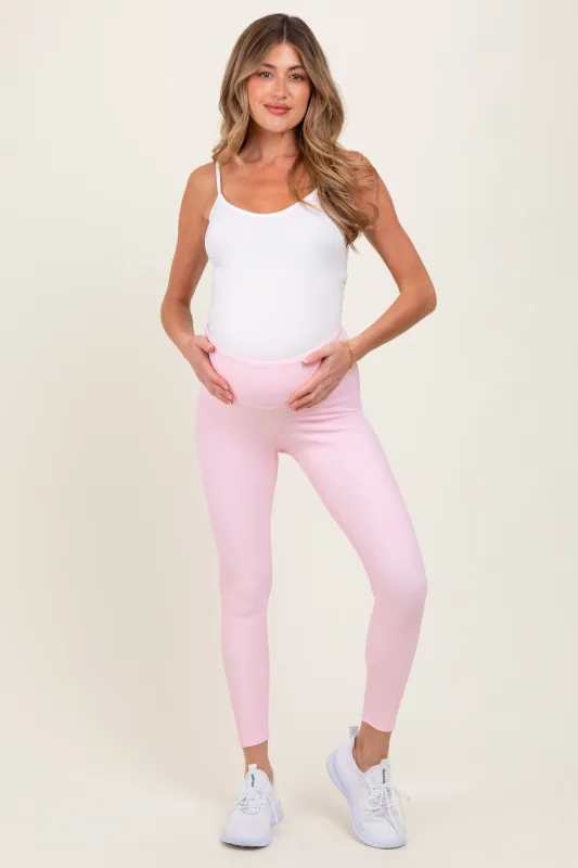 Pink Ribbed Maternity Leggings sold by Pinkblush