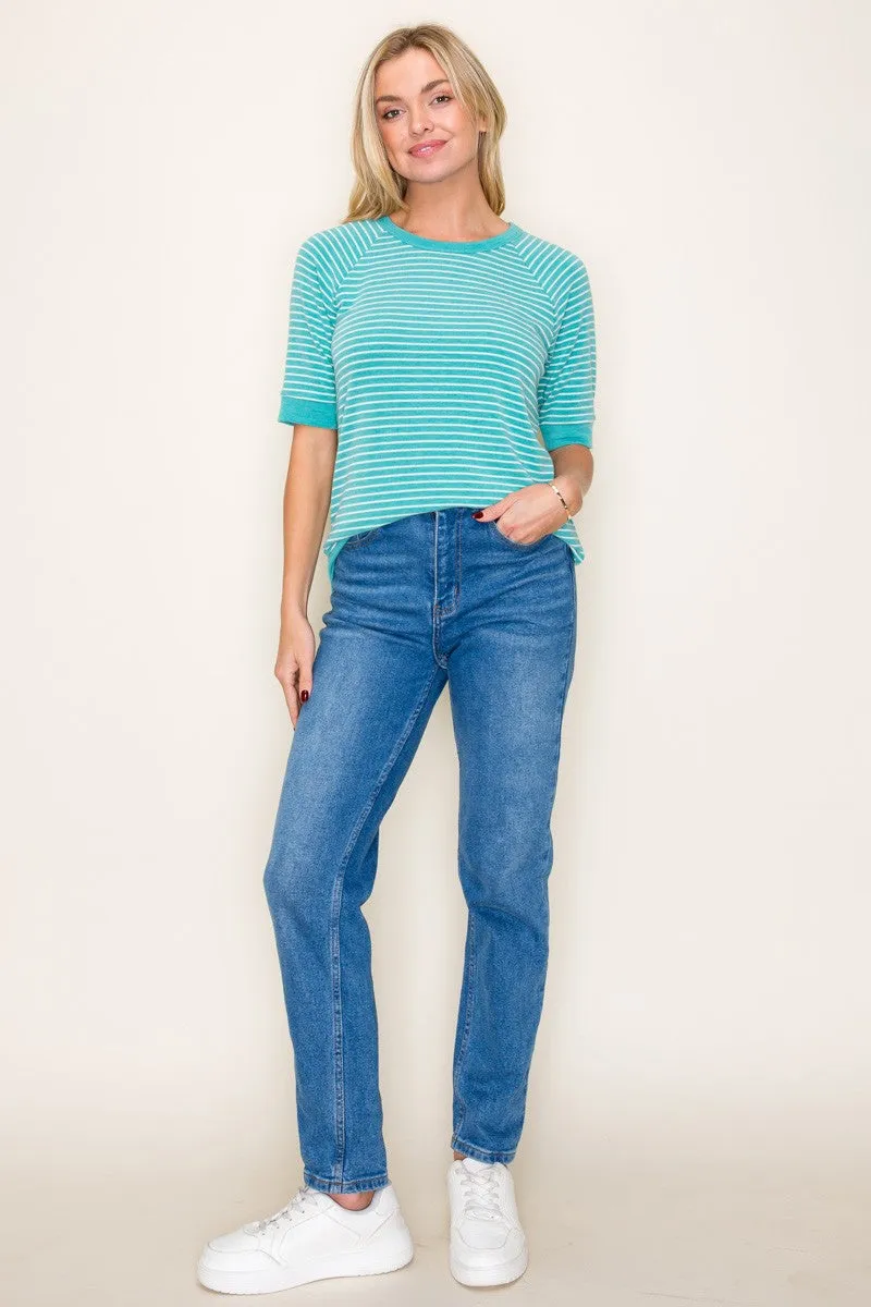 Jade Terry Striped Raglan Sleeve Top sold by Pinkblush product image thumbnail 5