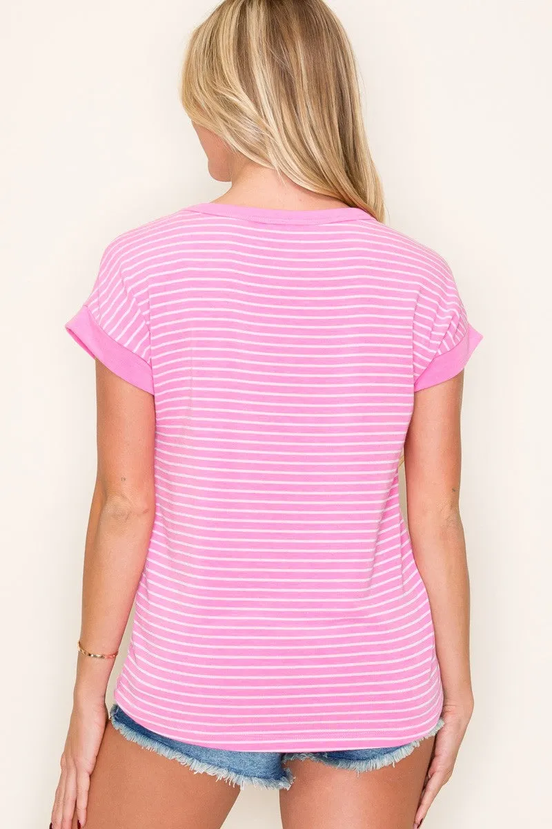 Pink Striped Terry Short Sleeve Top sold by Pinkblush product image thumbnail 4