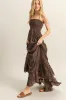 Brown Halter Neck Smocked Tiered Hem Maxi Dress sold by Pinkblush