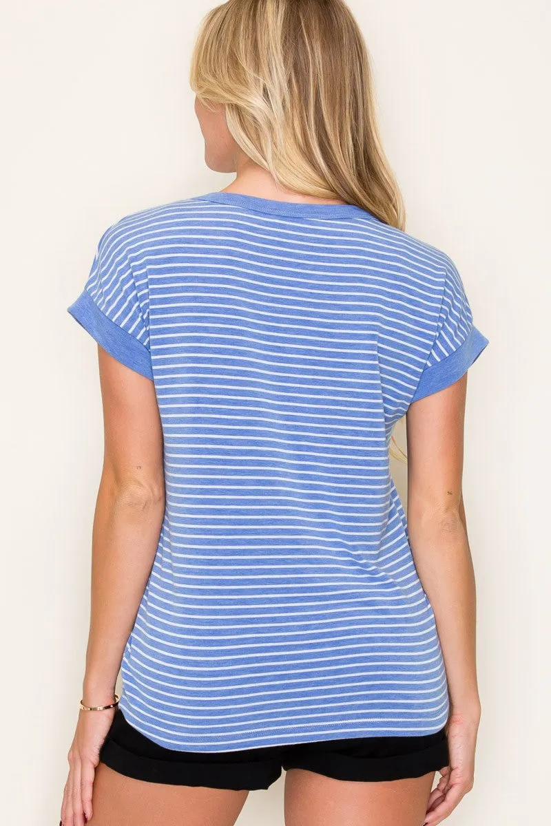 Blue Striped Terry Short Sleeve Top sold by Pinkblush product image thumbnail 3