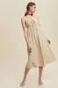 Light Olive Floral Embroidered Striped Midi Dress sold by Pinkblush