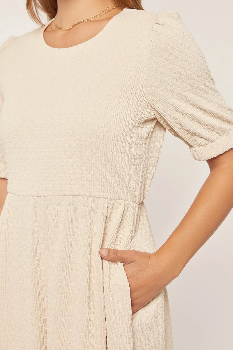 Ivory Textured Knit Puff Sleeve Midi Dress sold by Pinkblush product image thumbnail 5