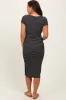 Black Striped Button Square Neck Maternity Dress sold by Pinkblush