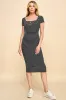 Black Striped Button Square Neck Maternity Dress sold by Pinkblush