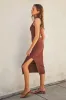 Mocha Mock Neck Side Slit Midi Dress sold by Pinkblush